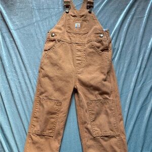 Carhartt Tan and Blue Plaid overalls